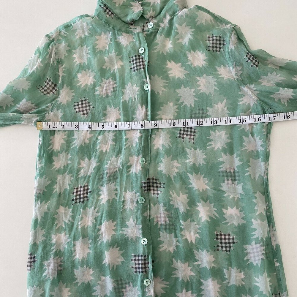 Equipment Femme Sheer Silk Print Collar Top Blouse - Picture 4 of 12